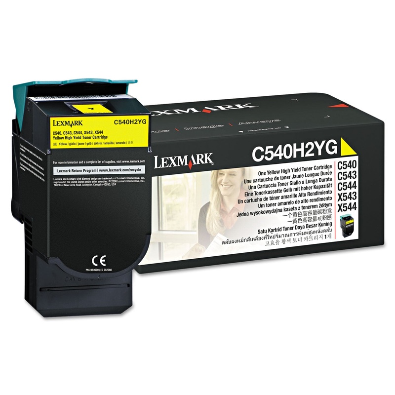 C540h2yg High-Yield Toner, 2000 Page-Yield, Yellow