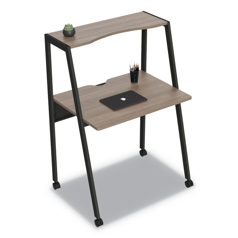 KOMPASS FLEXIBLE HOME/OFFICE DESK, 33W X 23.75D X 48H, NATURAL WALNUT