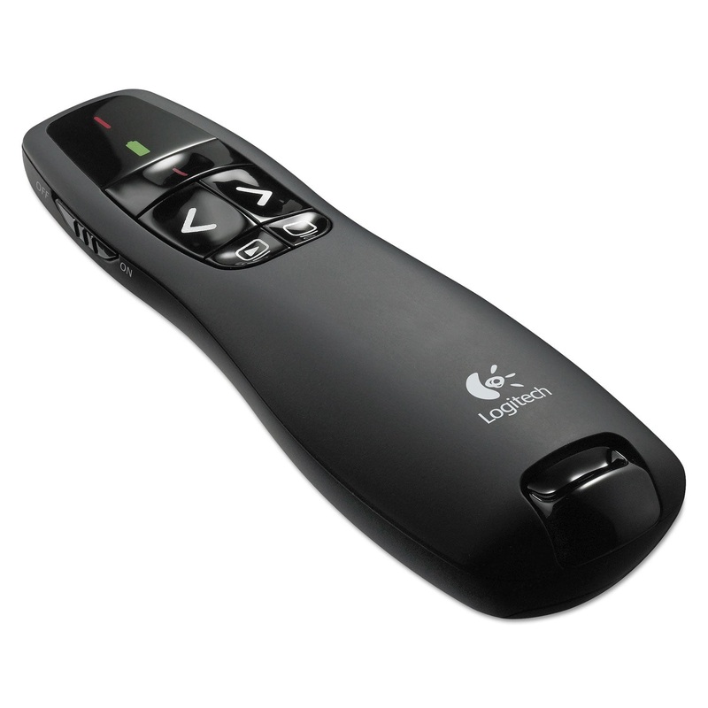 R400 WIRELESS PRESENTATION REMOTE WITH LASER POINTER, 50 FT. RANGE, MATTE BLACK