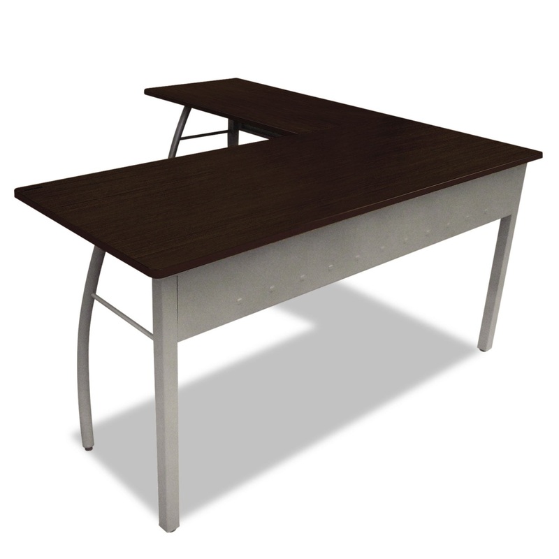 TRENTO LINE L-SHAPED DESK, 59.13W X 59.13D X 29.5H, MOCHA/GRAY