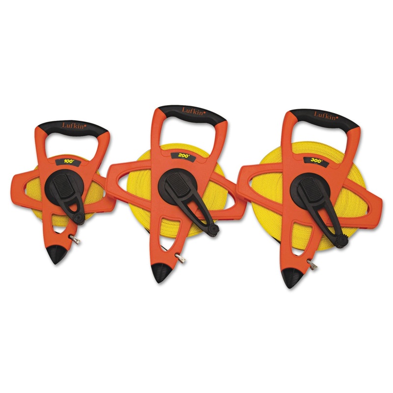 Hi-Viz Reel Tape Rule, 1/2" X 100ft, Plastic Case, Orange, 1" Graduation