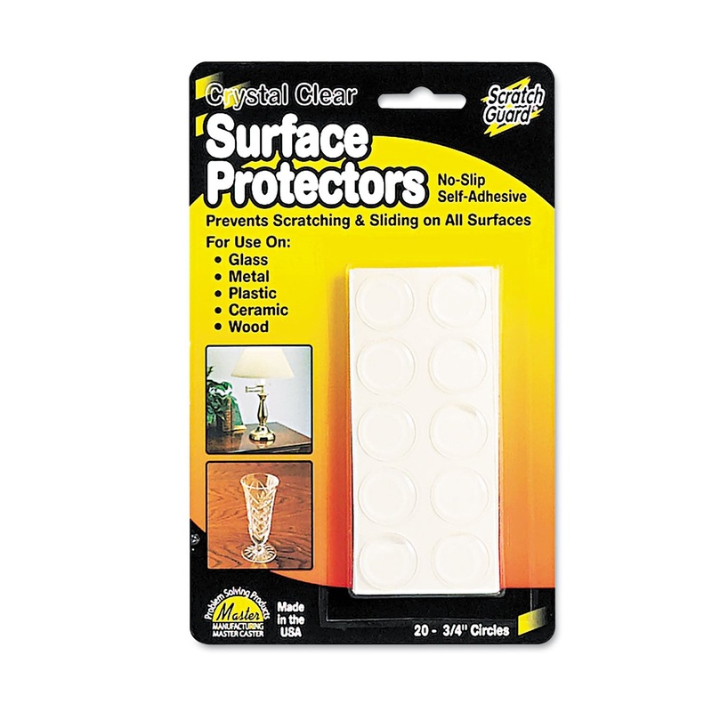 SCRATCH GUARD SURFACE PROTECTORS, 0.75" DIA, CIRCULAR, CLEAR, 20/PACK
