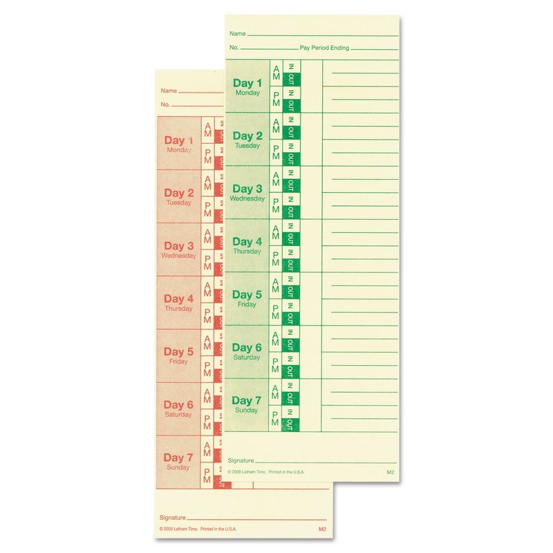 Universal Time Card, Side Print, 3 1/2 X 9, Bi-Weekly/weekly, 2-Sided 100/pack