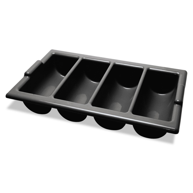 Four-Compartment Cutlery Bin, 22 X 12 X 4, Black