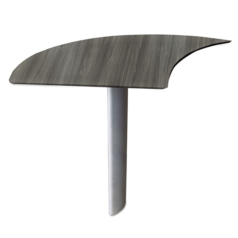 MEDINA SERIES CURVED DESK EXTENSION, LEFT-HAND, 47W X 24D X 29.5H, GRAY STEEL