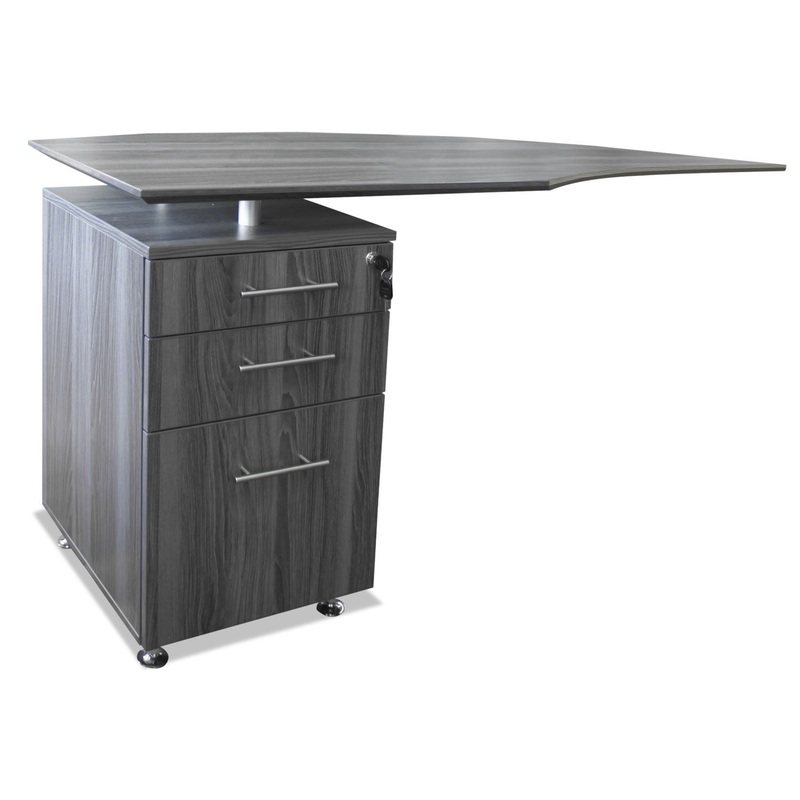 Medina Series Laminate Curved Left Return, 63w X 24d X 29 1/2h, Gray Steel