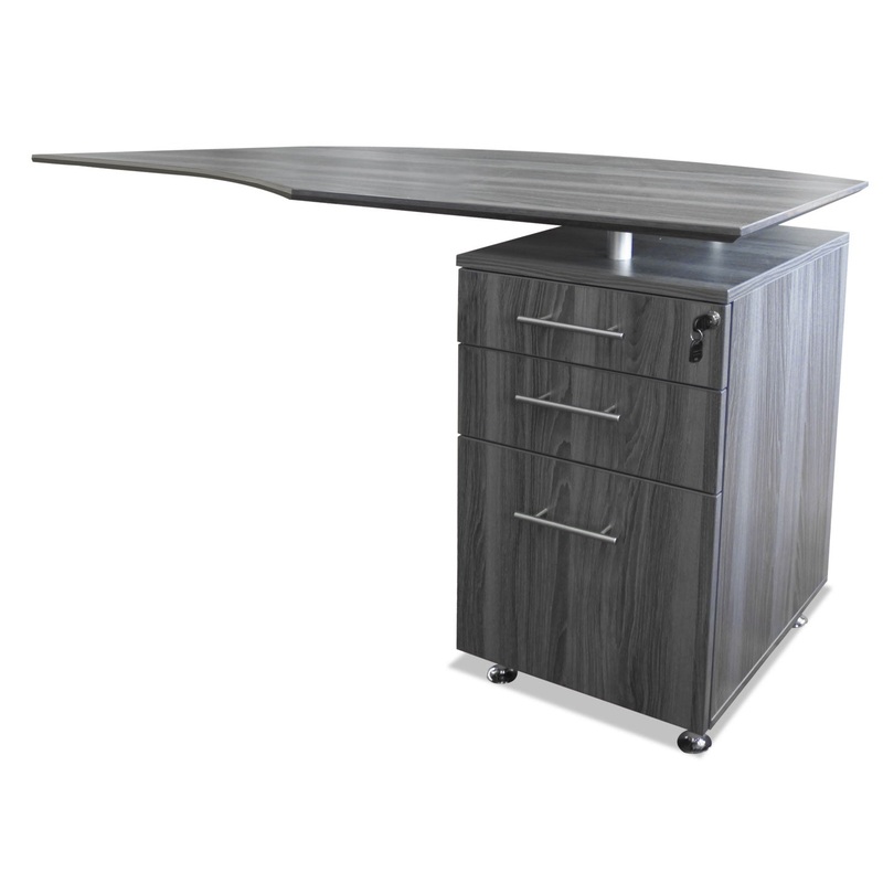 Medina Series Laminate Curved Right Return, 63w X 24d X 29 1/2h, Gray Steel