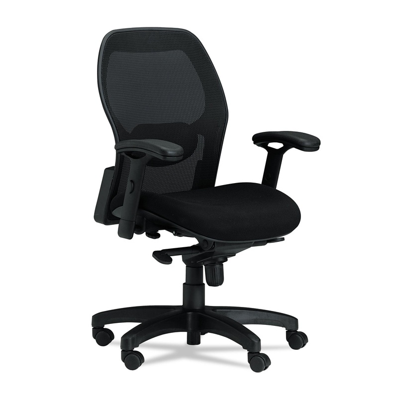 MERCADO MID-BACK FABRIC/MESH CHAIR, SUPPORTS UP TO 250 LBS., BLACK SEAT/BLACK BACK, BLACK BASE