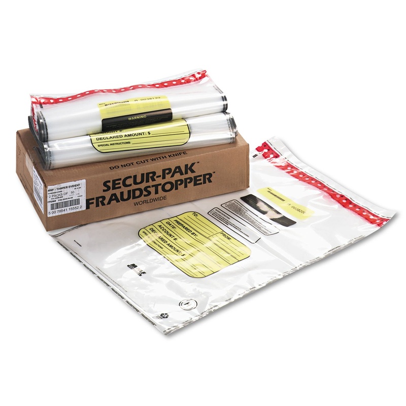 16 Bundle Capacity Tamper-Evident Cash Bags, 20 X 28, Clear, 100 Bags/box