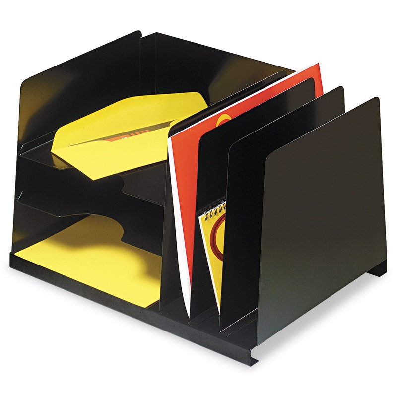 COMBINATION LEFT-TO-RIGHT LETTER SIZE ORGANIZER, 6 SECTIONS, LETTER SIZE FILES, 15" X 11" X 8.13", BLACK