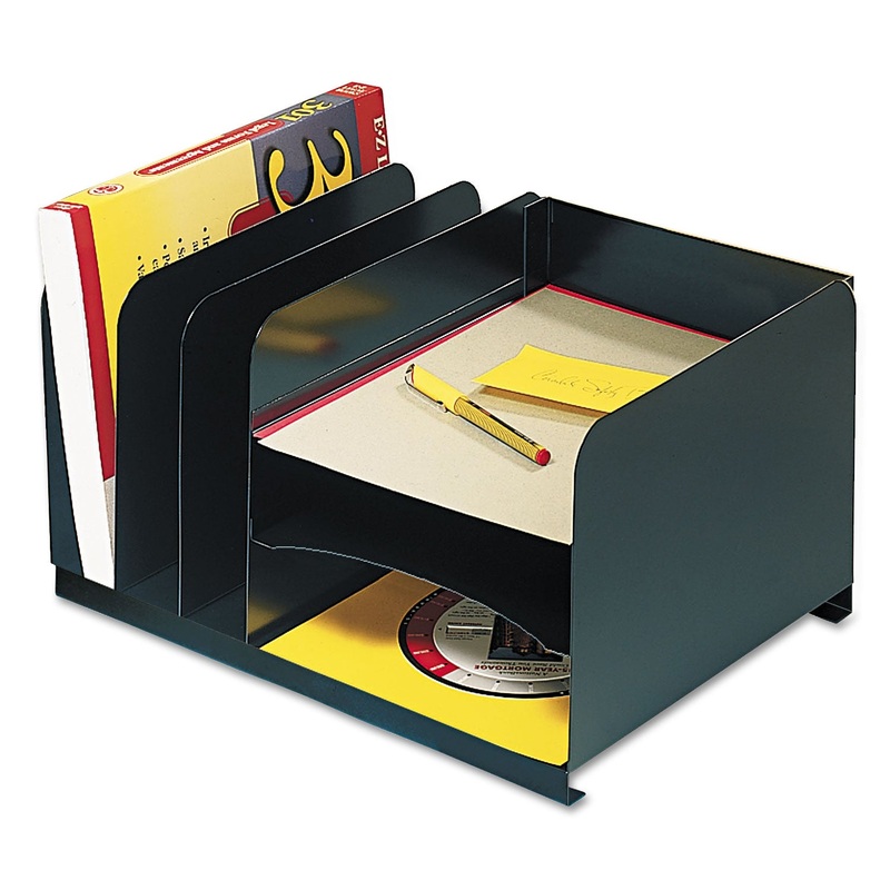 COMBINATION RIGHT-TO-LEFT LETTER SIZE ORGANIZER, 6 SECTIONS, LETTER SIZE FILES, 15" X 11" X 8.13", BLACK