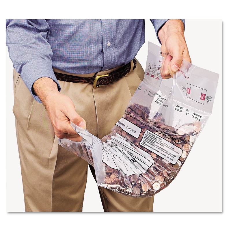 Double Handle Coin Tote, 55 Lb. Cap, 12 1/2 X 23 1/2, Clear, 100 Bags/box