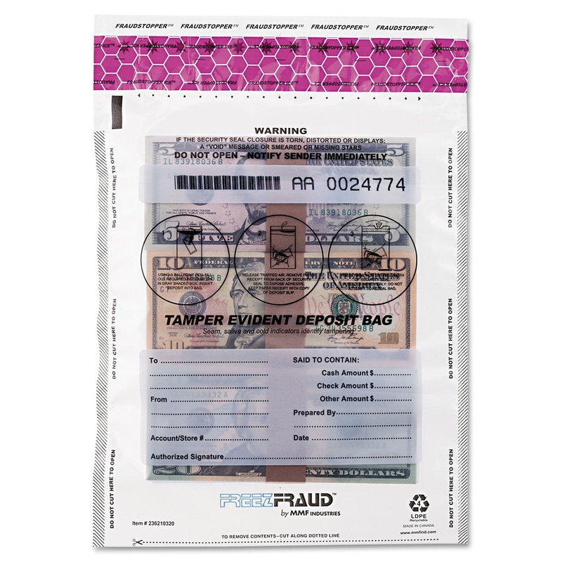 Freezfraud Tamper-Evident Deposit Bags, 9 X 12, Clear, 100/box