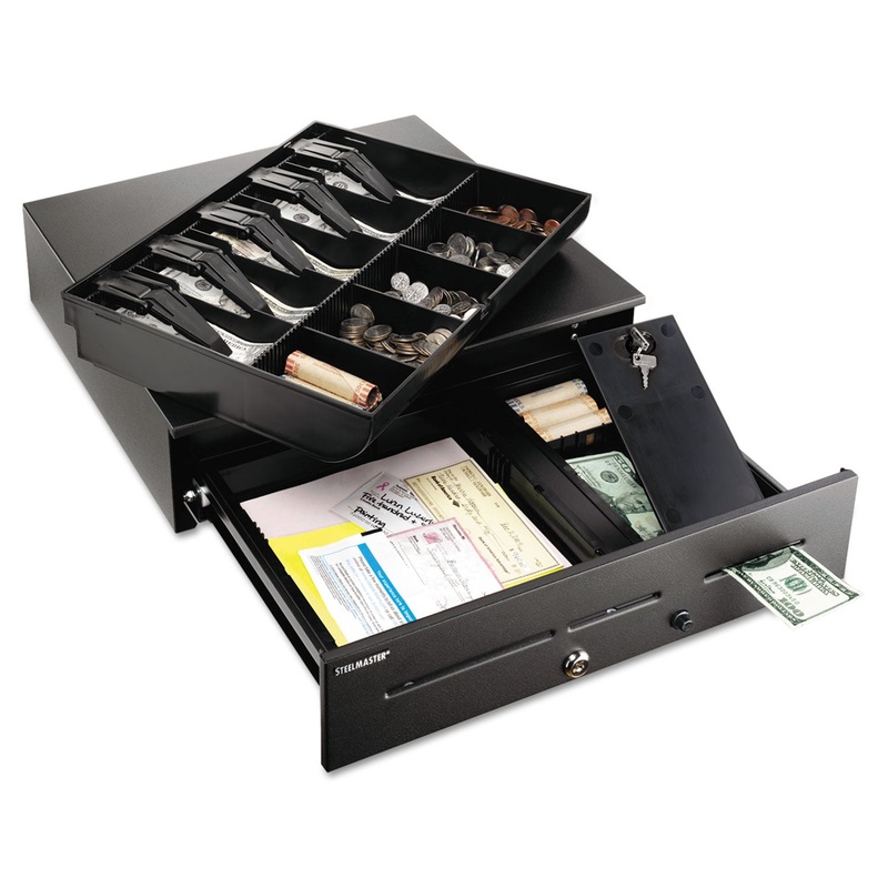 High-Security Cash Drawer, 18 X 16 3/4 X 4 3/4, Black
