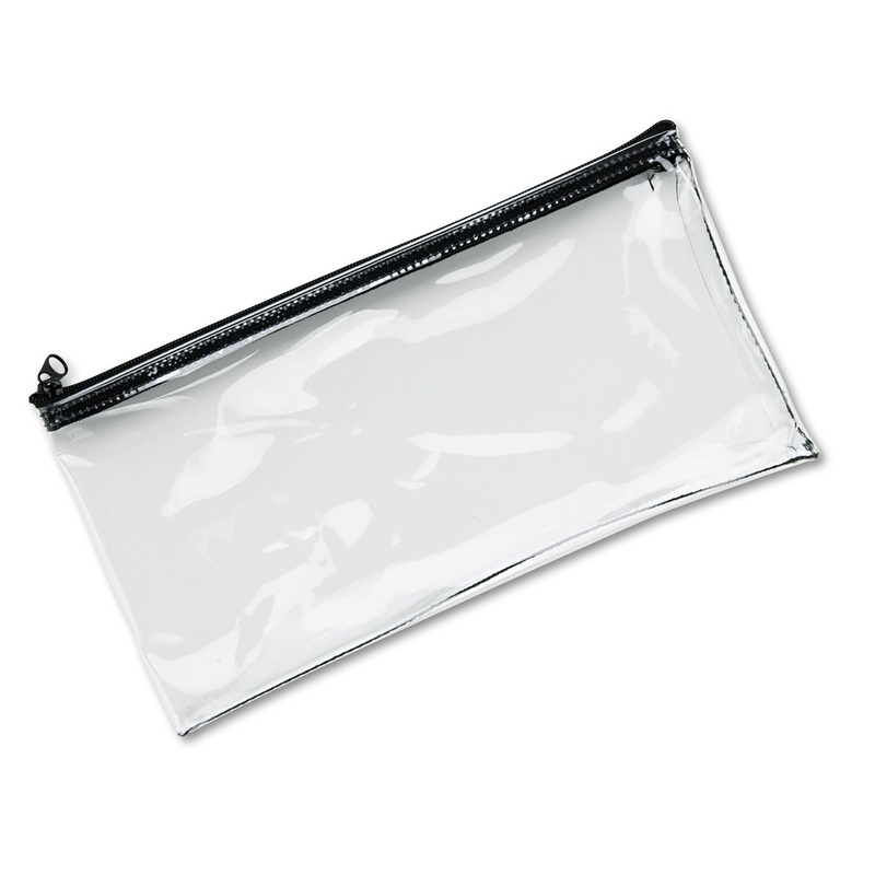 Leatherette Zippered Wallet, Leather-Like Vinyl, 11w X 6h, Clear