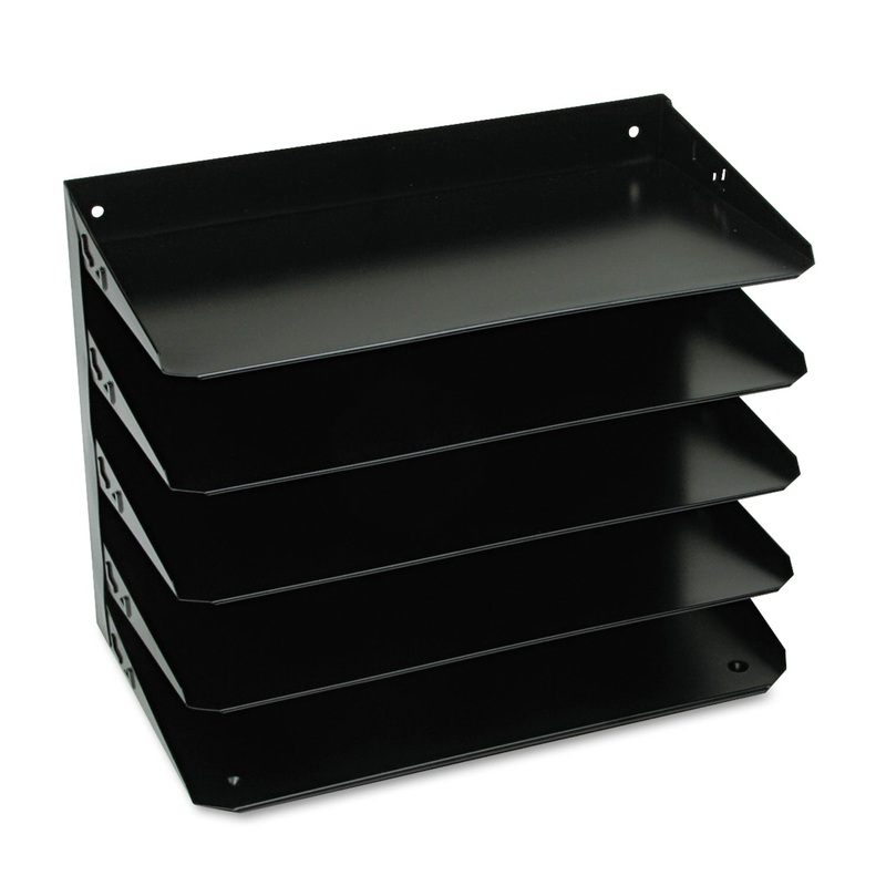 MULTI-TIER STEEL HORIZONTAL ORGANIZERS, 5 SECTIONS, LEGAL SIZE FILES, 15" X 8.75" X 12.13", BLACK