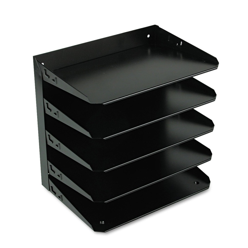 MULTI-TIER STEEL HORIZONTAL ORGANIZERS, 5 SECTIONS, LETTER SIZE FILES, 12" X 8.75" X 12.13", BLACK
