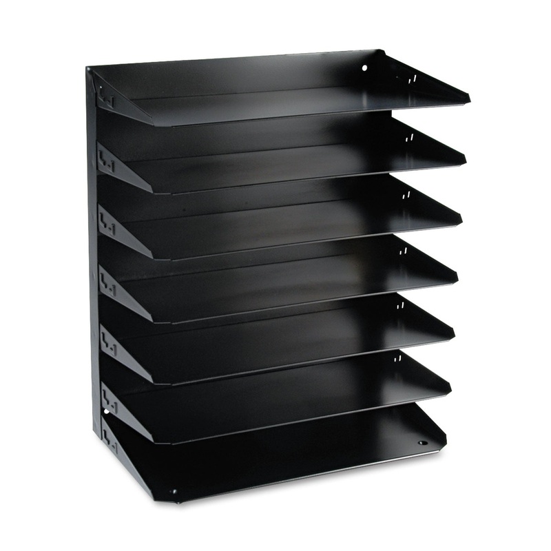 MULTI-TIER STEEL HORIZONTAL ORGANIZERS, 7 SECTIONS, LEGAL SIZE FILES, 15" X 8.75" X 17.75", BLACK