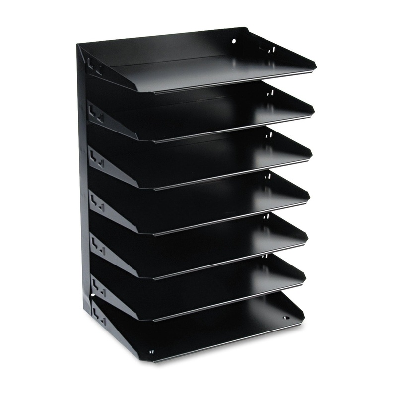 MULTI-TIER STEEL HORIZONTAL ORGANIZERS, 7 SECTIONS, LETTER SIZE FILES, 12" X 8.75" X 17.75", BLACK