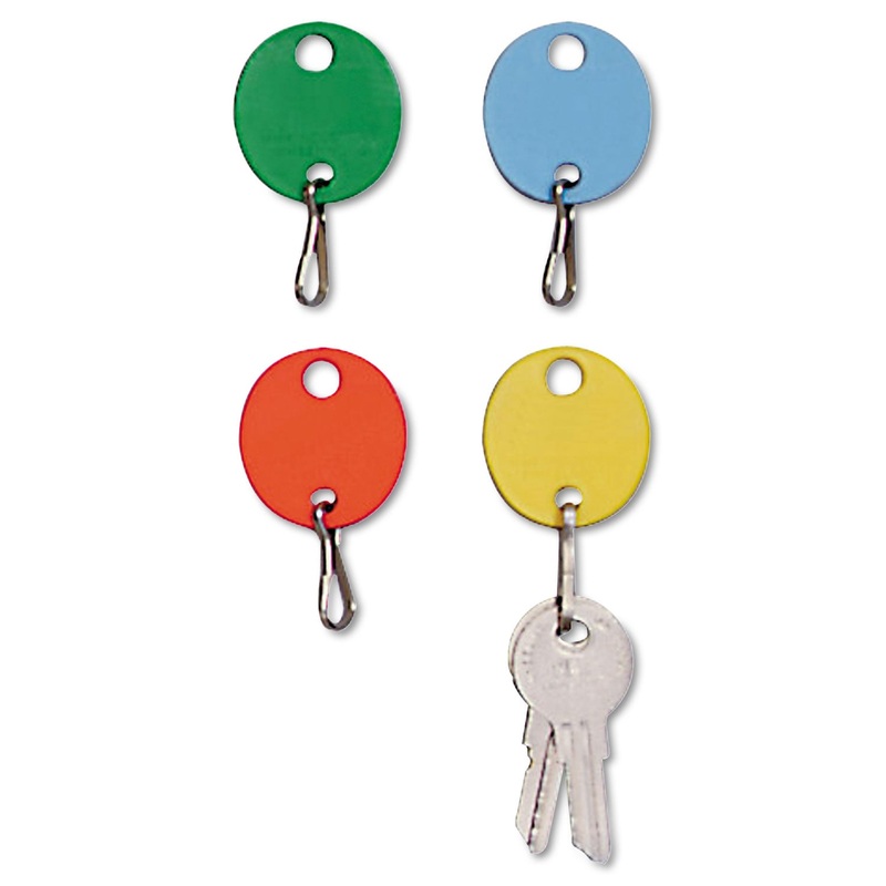 Oval Snap-Hook Key Tags, Plastic, 1 1/2 X 1 1/2, Assorted, 20/pack