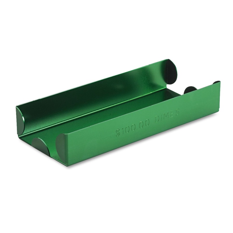 Rolled Coin Aluminum Tray W/denomination & Quantity Etched On Side, Green