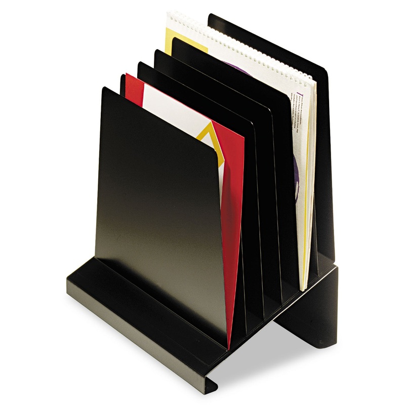 SLANTED VERTICAL ORGANIZER, 6 SECTIONS, LETTER TO LEGAL SIZE FILES, 11" X 7.25" X 11.5", BLACK