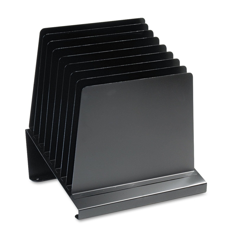 SLANTED VERTICAL ORGANIZER, 8 SECTIONS, LETTER TO LEGAL SIZE FILES, 11" X 9.25" X 12", BLACK