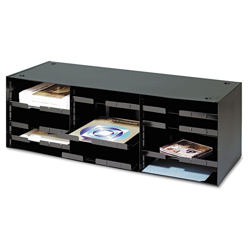 Steelmaster Literature Sorter, 12 Sections, 33 1/2 X 12 X 10 3/8, Black