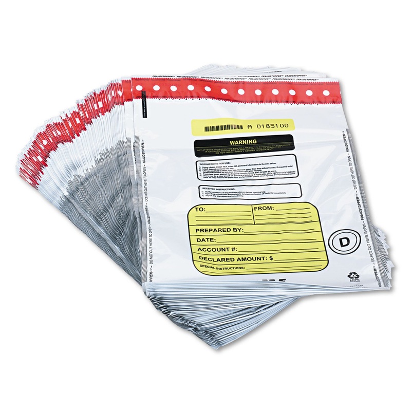 Tamper-Evident Deposit/cash Bags, Plastic, 12 X 16, White, 100 Bags/box
