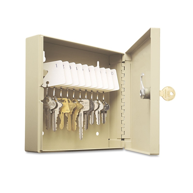 Uni-Tag Key Cabinet, 10-Key, Steel, Sand, 6 7/8 X 2" X 6 3/4""