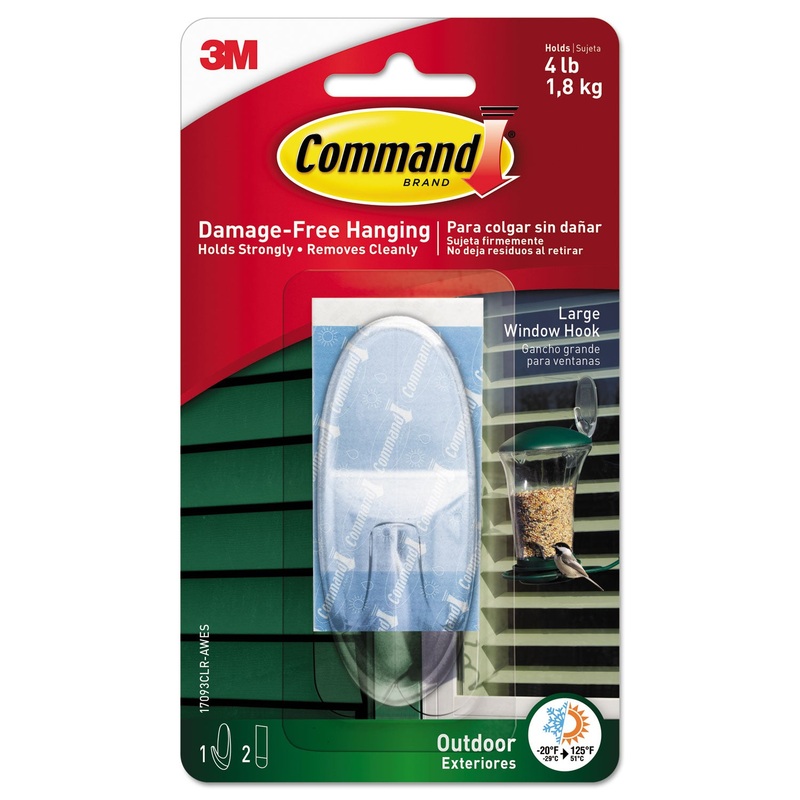 All Weather Hooks And Strips, Plastic, Large, 1 Hooks & 2 Strips/pack