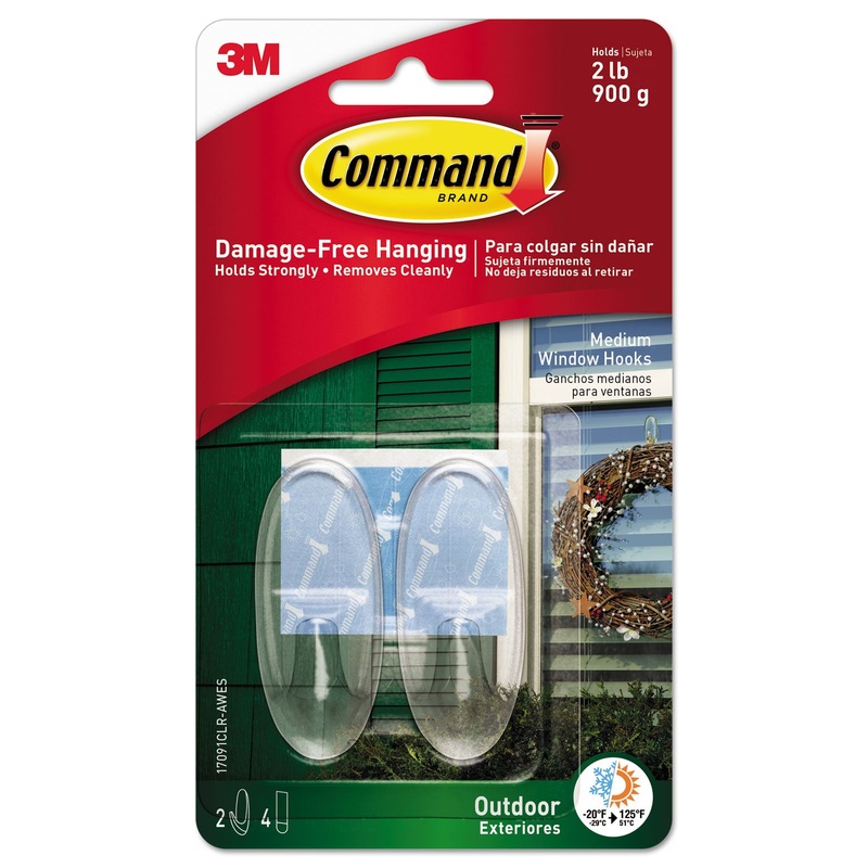 All Weather Hooks And Strips, Plastic, Medium, 2 Hooks & 4 Strips/pack
