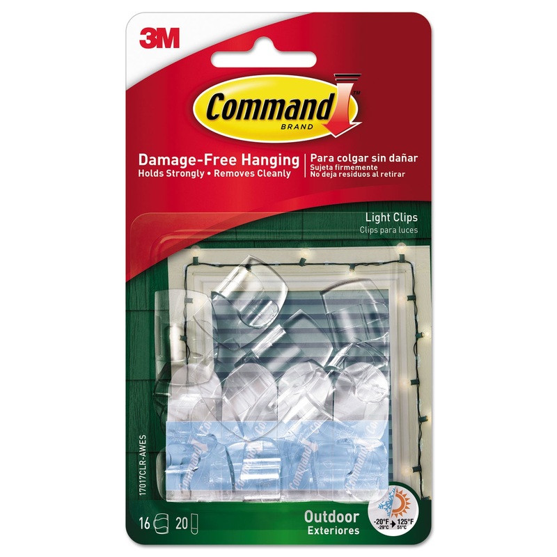 All Weather Hooks And Strips, Plastic, Small, 16 Clips & 20 Strips/pack