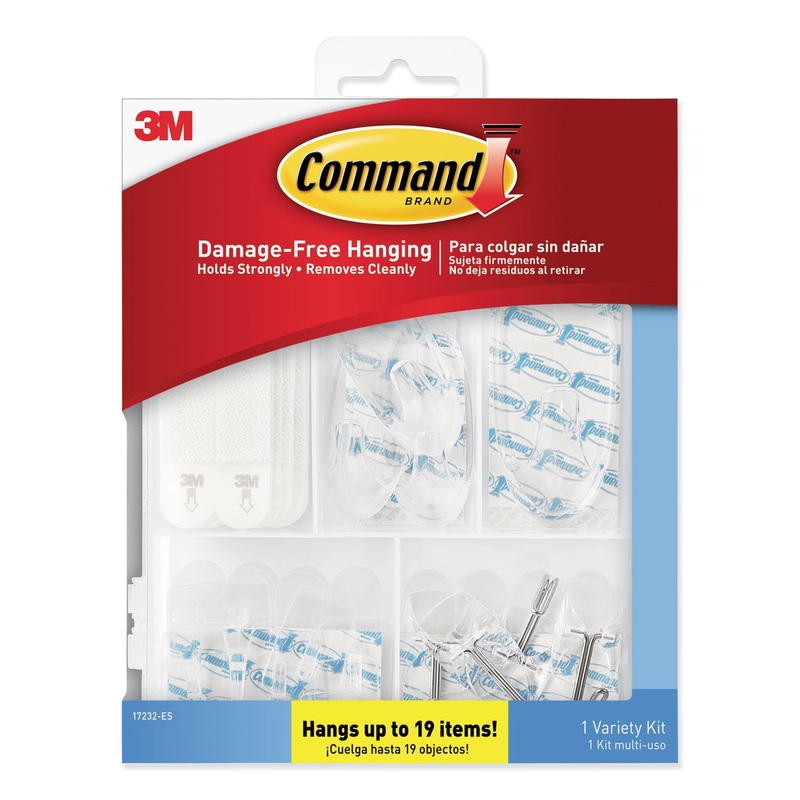 CLEAR HOOKS AND STRIPS, PLASTIC, ASST, 16 PICTURE STRIPS/15 HOOKS/22 STRIPS/PK