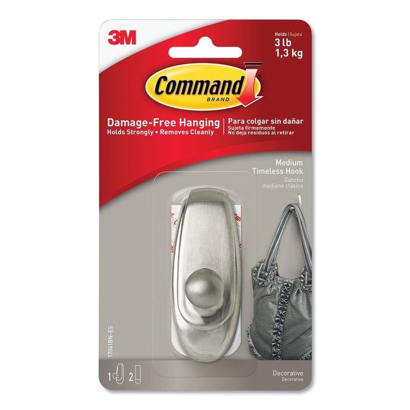 Decorative Hooks, Timeless, Medium, 1 Hook & 2 Strips/pack