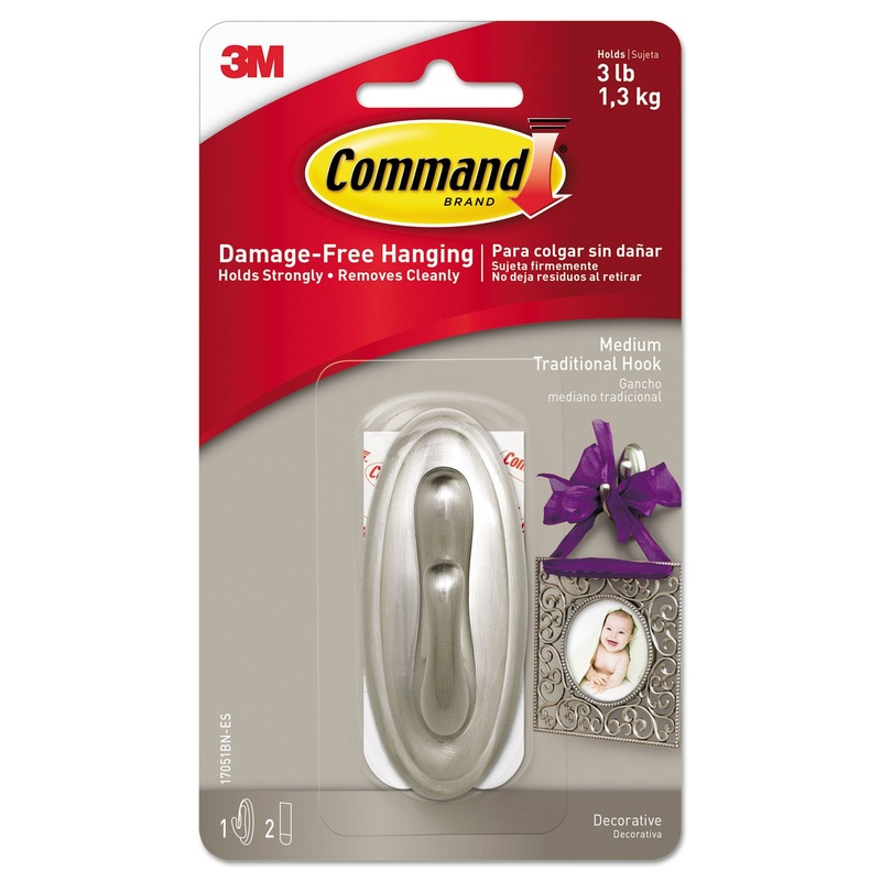 Decorative Hooks, Traditional, Medium, 1 Hook & 2 Strips/pack