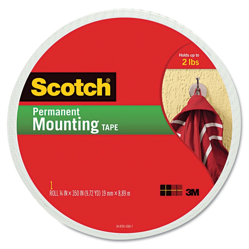 Foam Mounting Double-Sided Tape, 3/4" Wide X 350" Long
