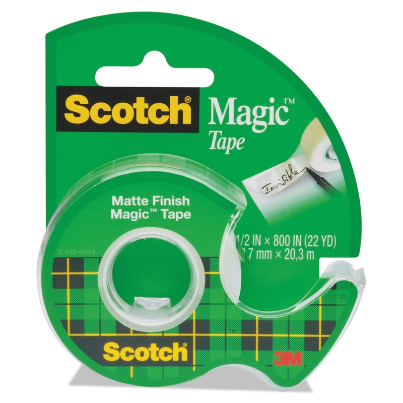 MAGIC TAPE IN HANDHELD DISPENSER, 1" CORE, 0.5" X 66.66 FT, CLEAR