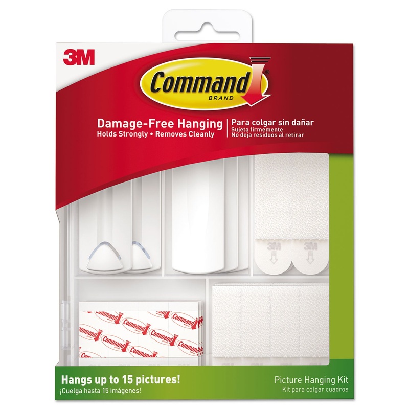PICTURE HANGING KIT, WHITE/CLEAR, ASSORTED SIZES, 38 PIECES/PACK