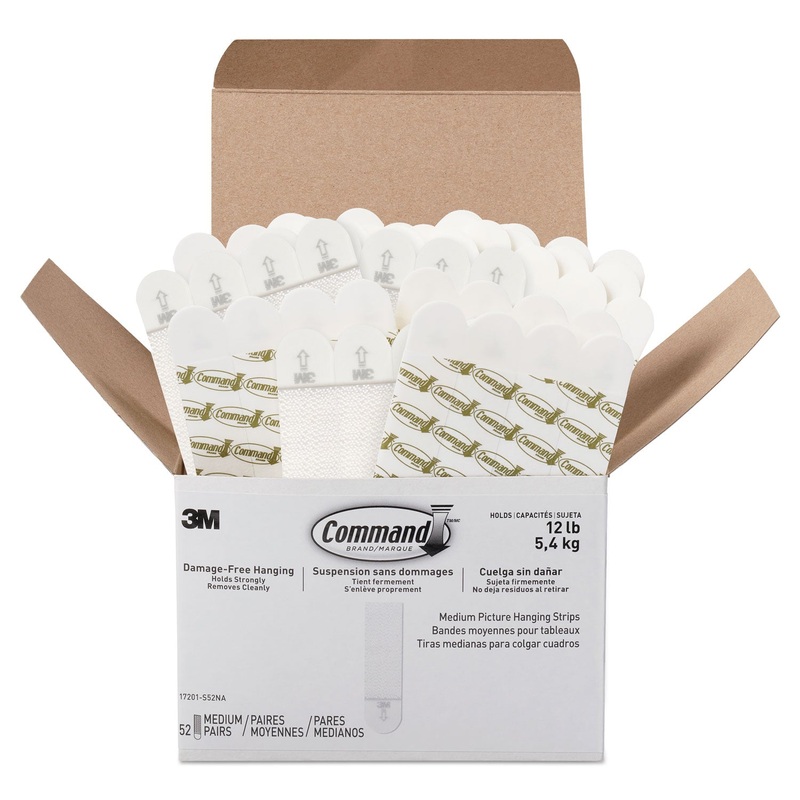PICTURE HANGING STRIPS, VALUE PACK, REMOVABLE, 0.75" X 2.75", WHITE, 52 PAIRS/PACK