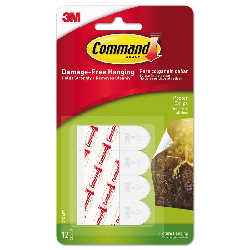 POSTER STRIPS, 5/8" X 1 3/4", WHITE, 12/PACK