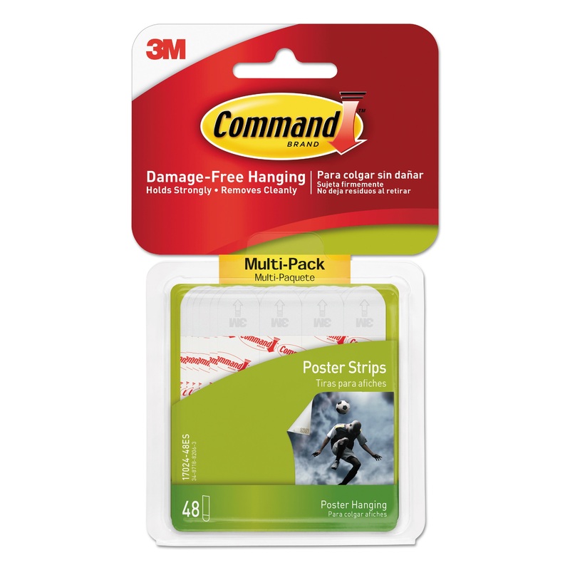 POSTER STRIPS VALUE PACK, 5/8" X 1 3/4", WHITE, 48/PACK