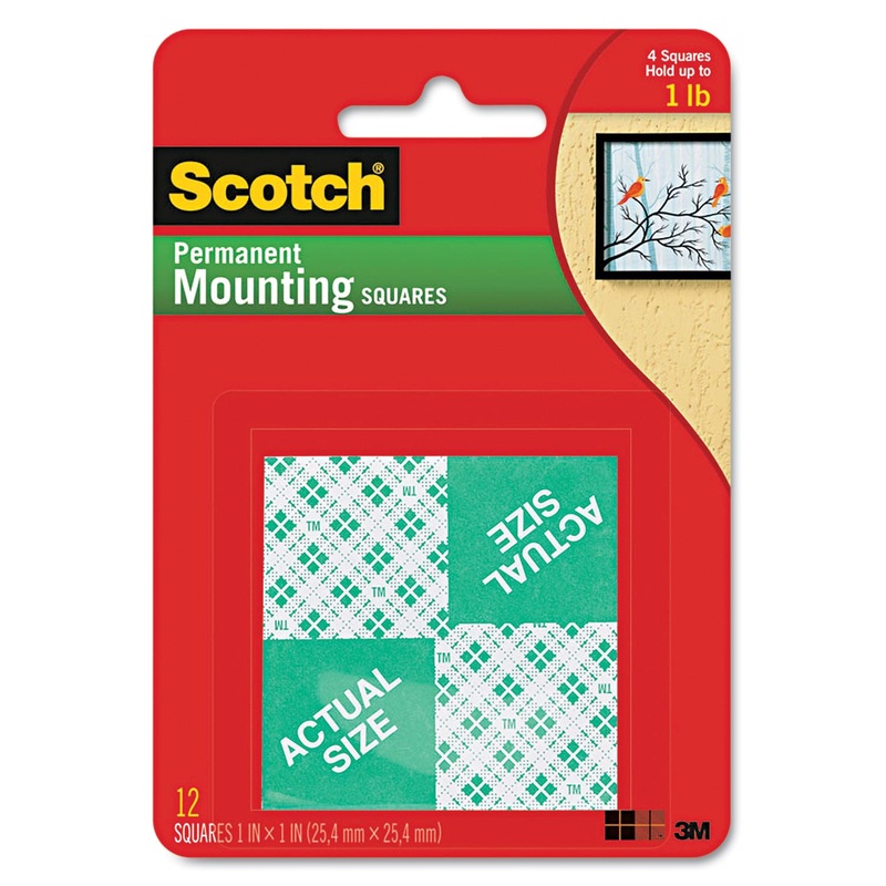 Precut Foam Mounting 1 Squares, Double-Sided, Permanent 16/pack
