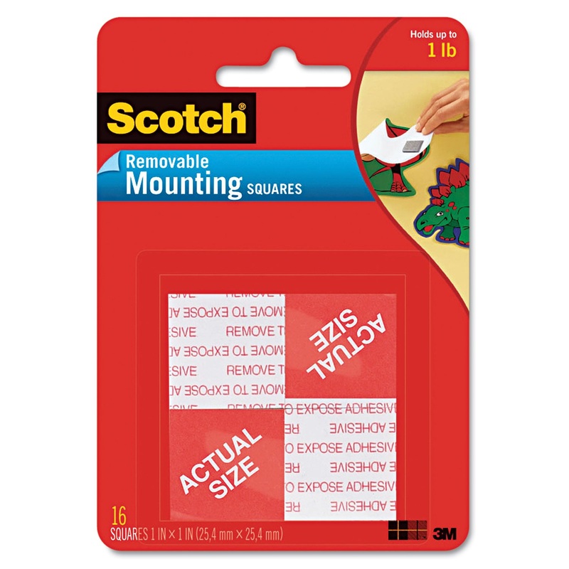 Precut Foam Mounting 1" Squares, Double-Sided, Removable, 16/pack