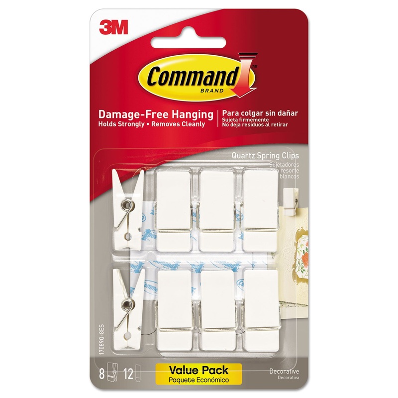 Spring Hook, 3/4w X 5/8d X 1 1/2h, White, 8 Hooks/packs