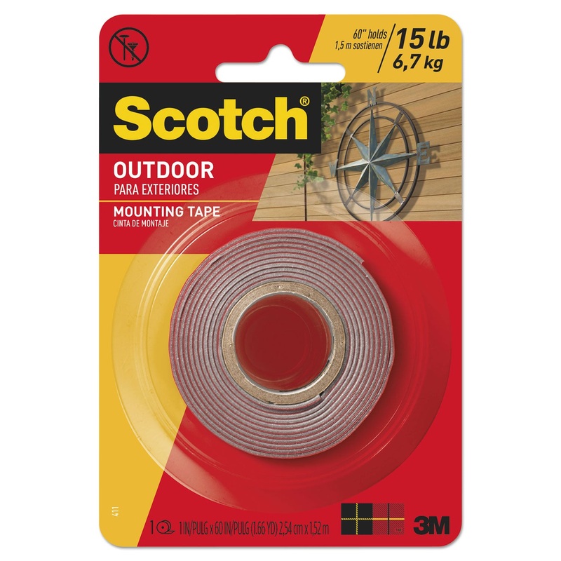 Exterior Weather-Resistant Double-Sided Tape, 1" X 60", Gray