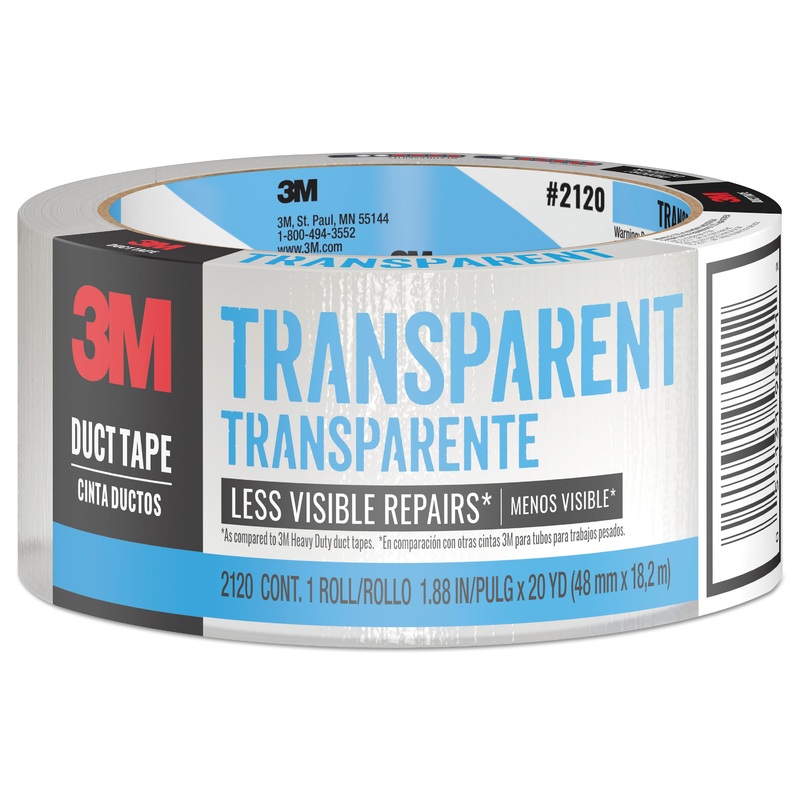 TOUGH DUCT TAPE, 3" CORE, 1.88" X 20 YDS, CLEAR