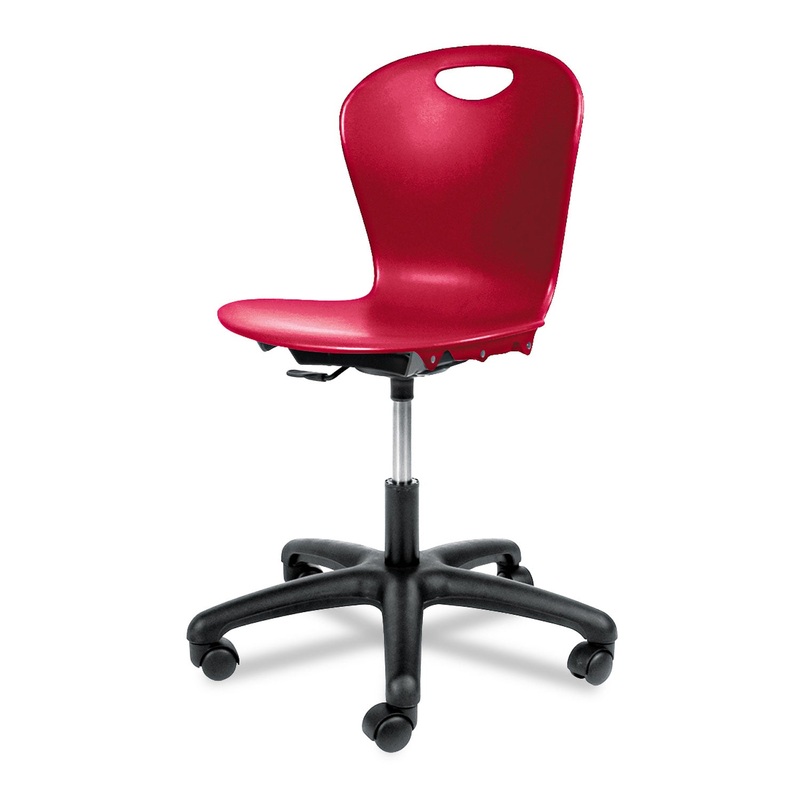 ADJUSTABLE HEIGHT TASK CHAIR, RED SEAT/RED BACK, BLACK BASE