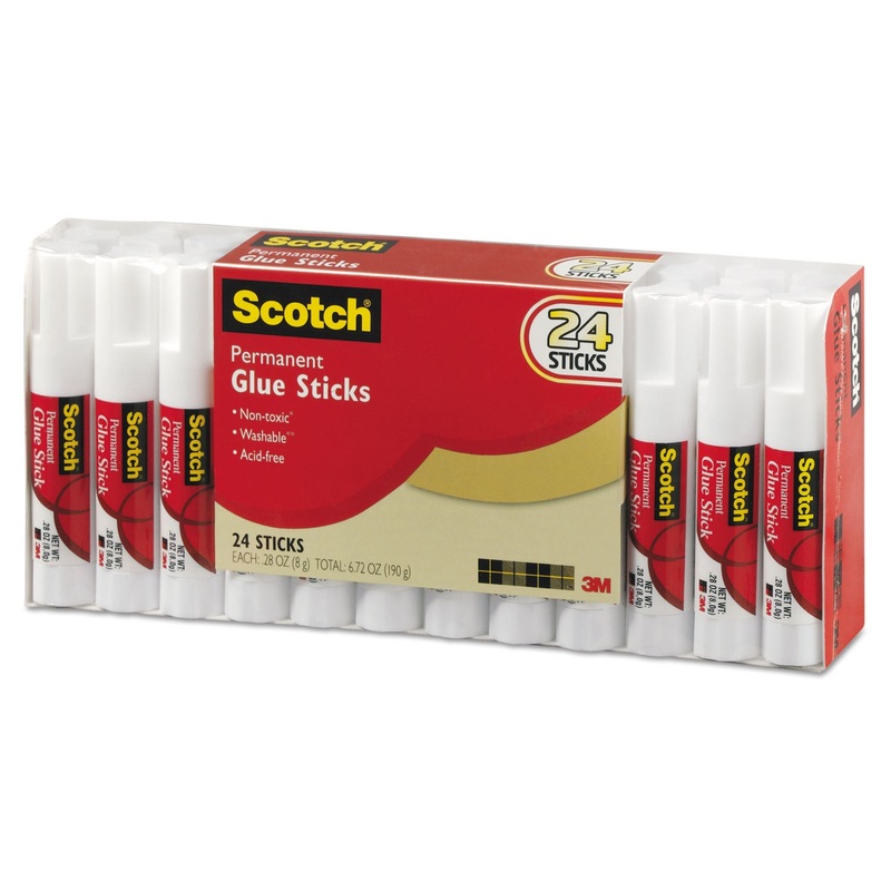 PERMANENT GLUE STICK VALUE PACK WITH STORAGE TRAY, 0.28 OZ, DRIES CLEAR, 24/PACK