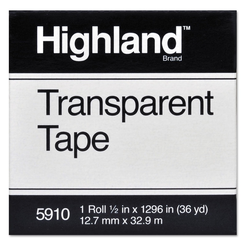 TRANSPARENT TAPE, 1" CORE, 0.5" X 36 YDS, CLEAR